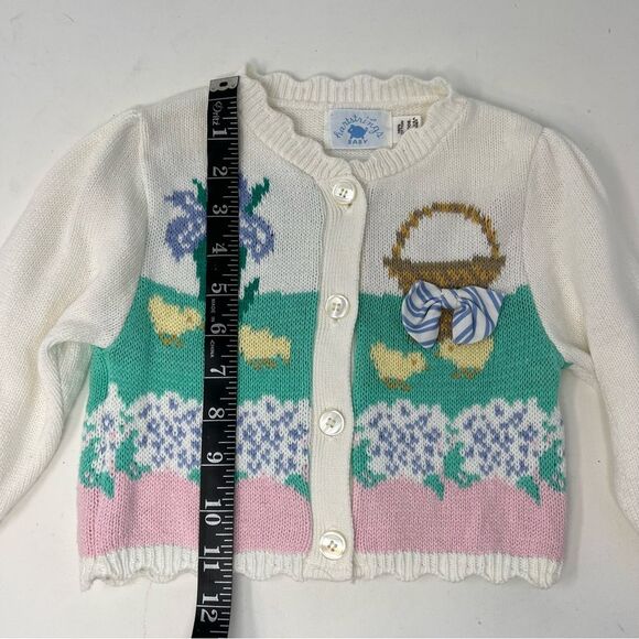 Vintage EUC 1990s Heartstrings Easter Chicks Cardigan Sweater Deadstock 24 M - Picture 2 of 9